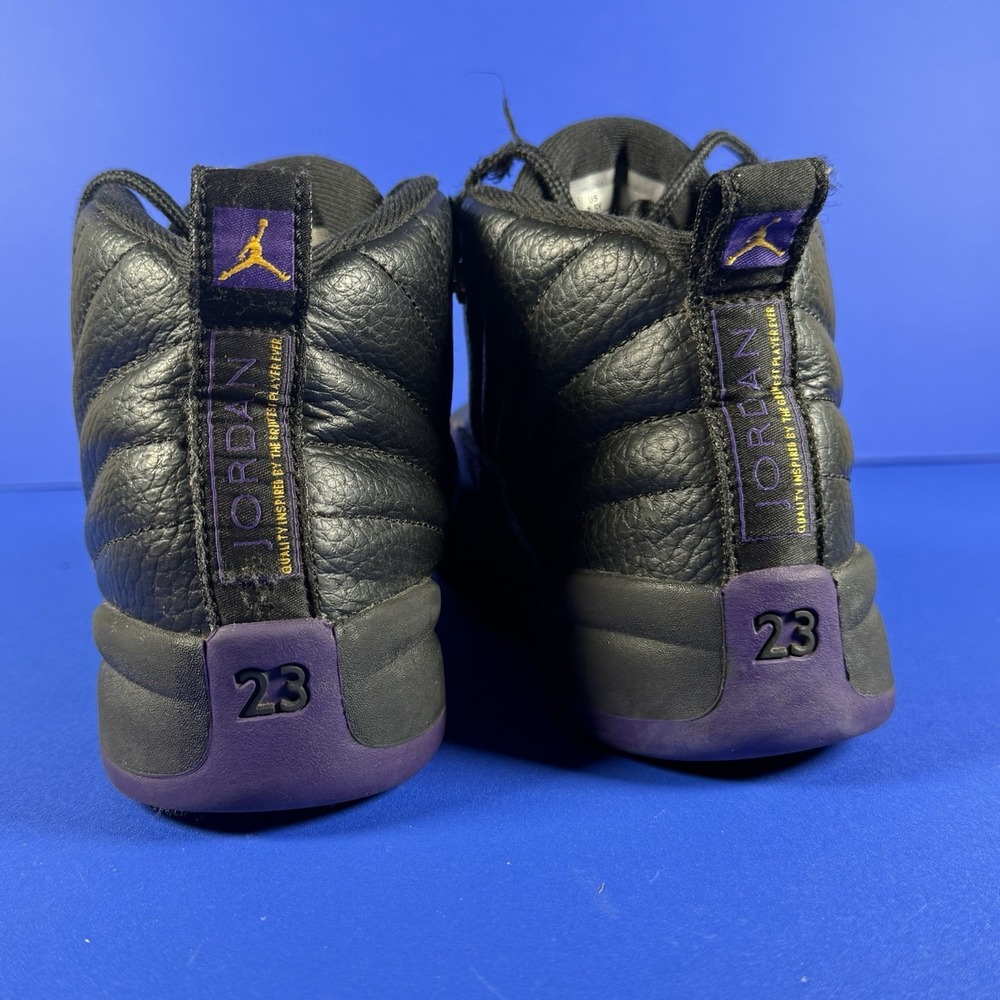 Nike Air Jordan 12 Retro Shoes Youth 2.5Y Black Purple Basketball Sneakers‎ Lace - Picture 7 of 12